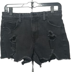 No Boundaries JRS Size 9 Shorts Denim Jean Black Distressed Goth Punk Festival